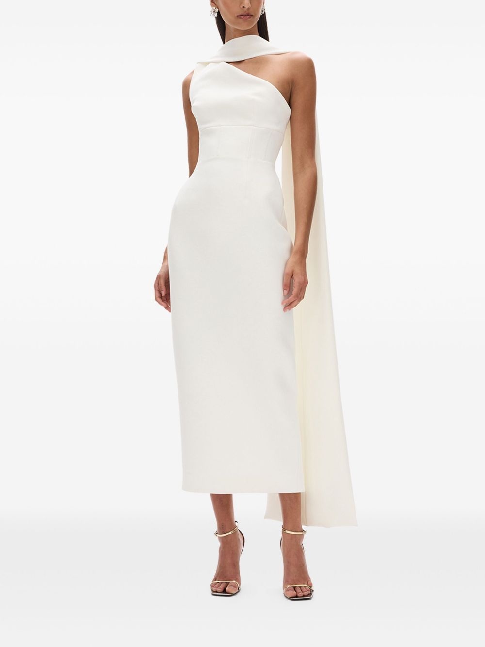 Clara asymmetric-detail midi dress - 2