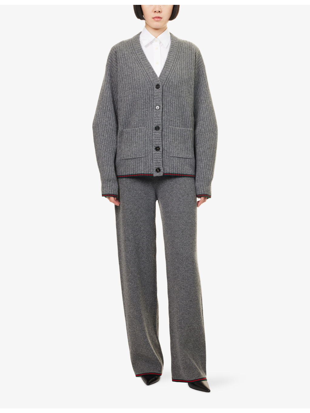 Oversized Rib Wool Knitted Cardigan - 2