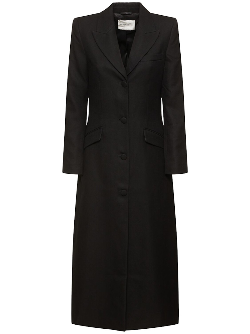 Tailored wool blend twill long coat - 1