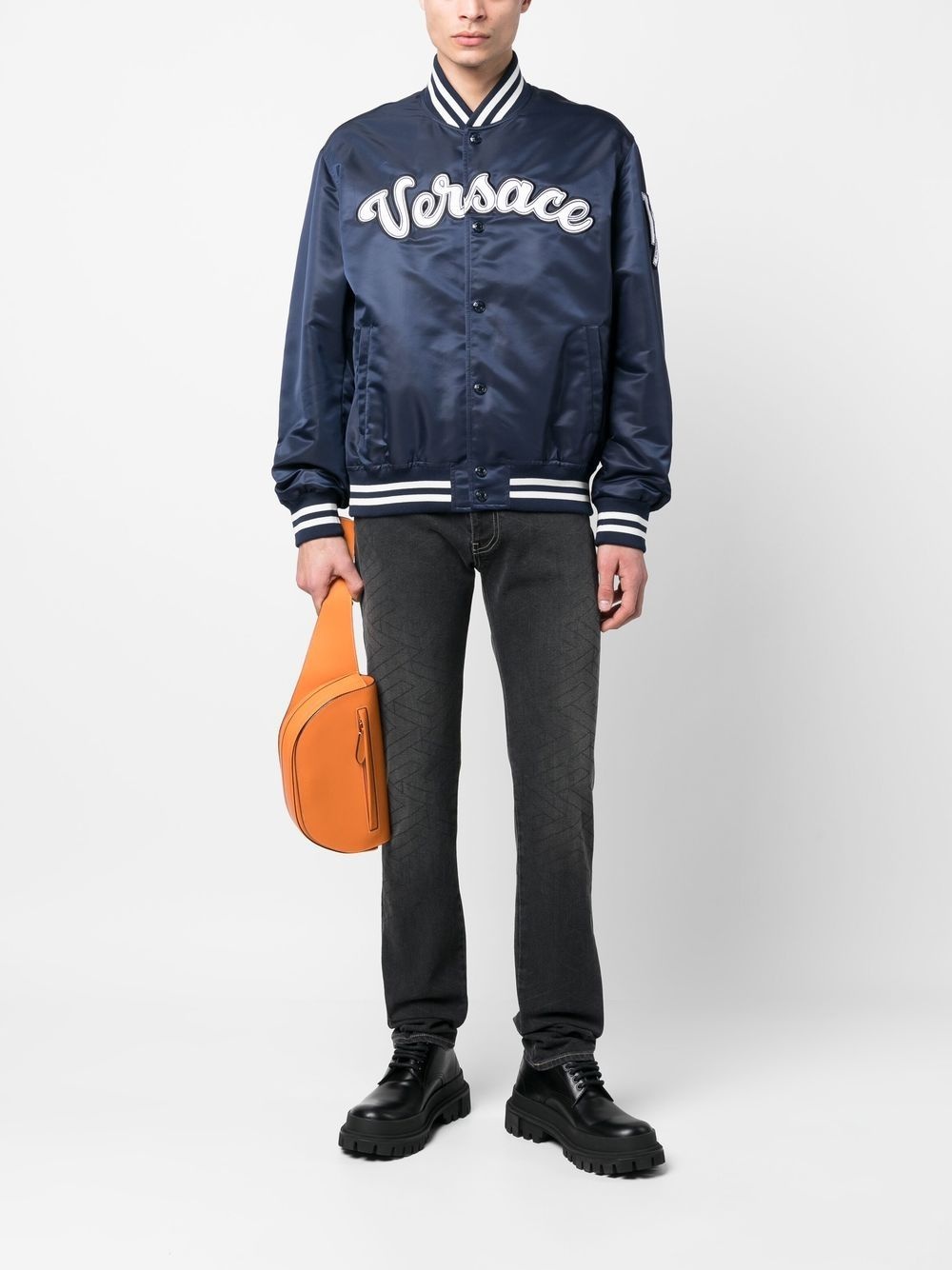 logo-patch bomber jacket - 2