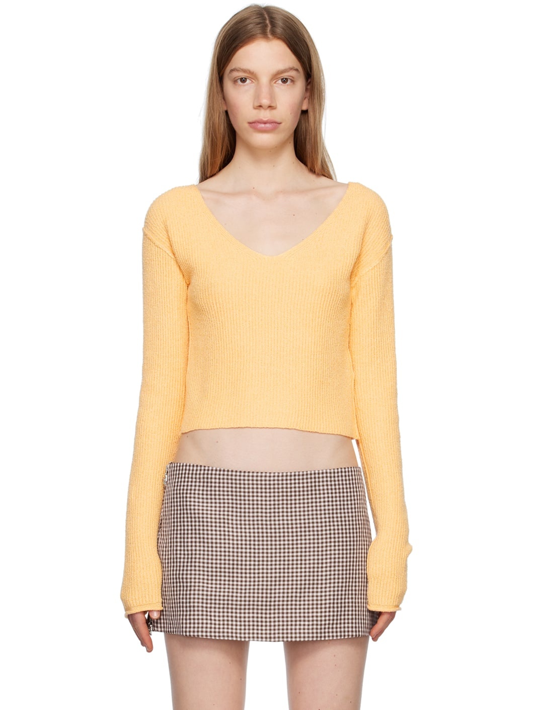 Orange V-Neck Sweater - 1