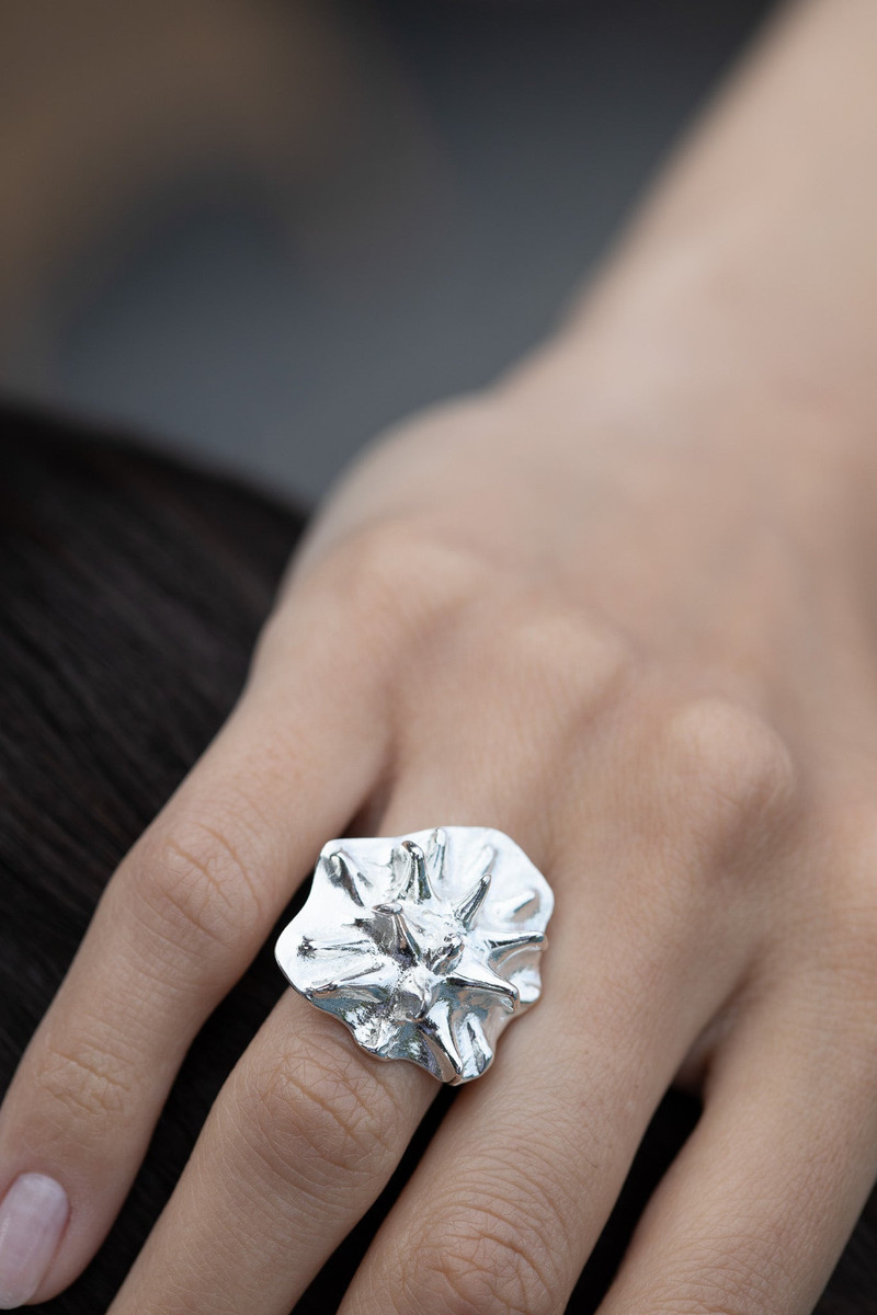 YSSO Sea Urchin Ring in Silver outlook