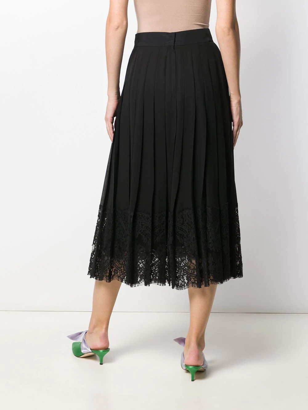 flared lace-hem skirt - 4