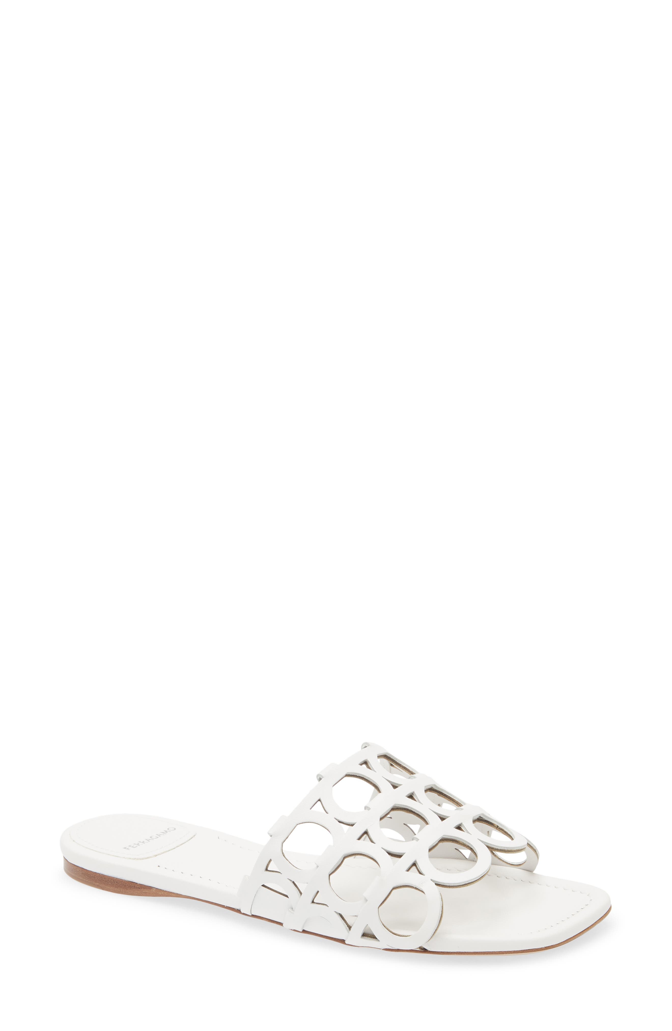 FERRAGAMO Erne Slide Sandal in Optic White at Nordstrom - 1