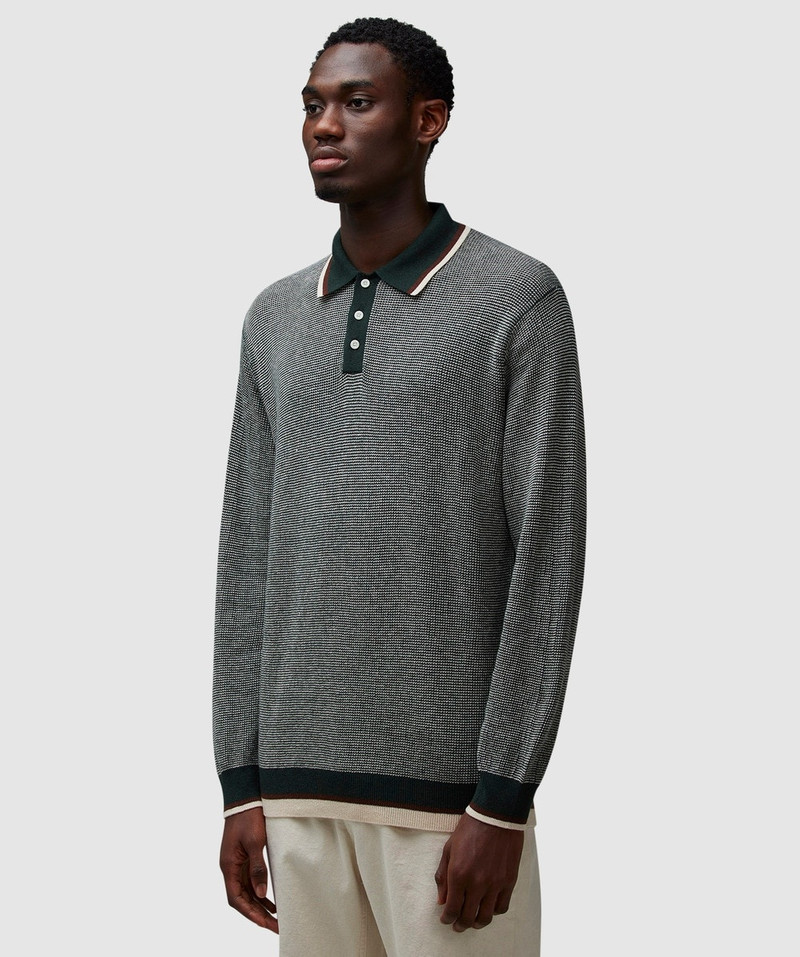 BEAMS PLUS Long sleeve knitted polo shirt outlook