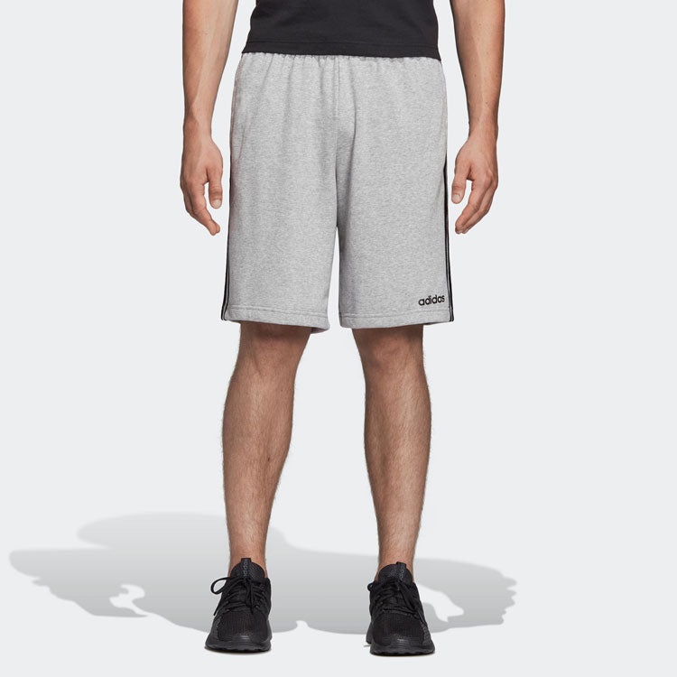 Men's adidas Stripe Logo Training Knit Casual Sports Shorts Gray DU7831 - 3