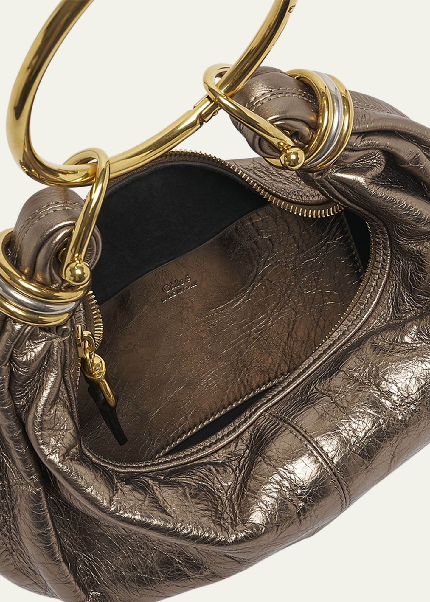 Bracelet Top-Handle Bag in Metallic Calfskin - 4