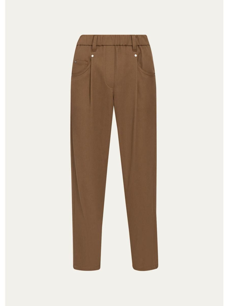 Cotton Straight-Leg Ankle Pull-On Pants 1