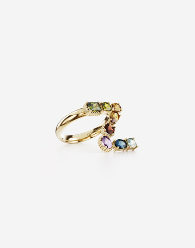 Dolce & Gabbana Rainbow alphabet Z ring in yellow gold with multicolor fine gems outlook