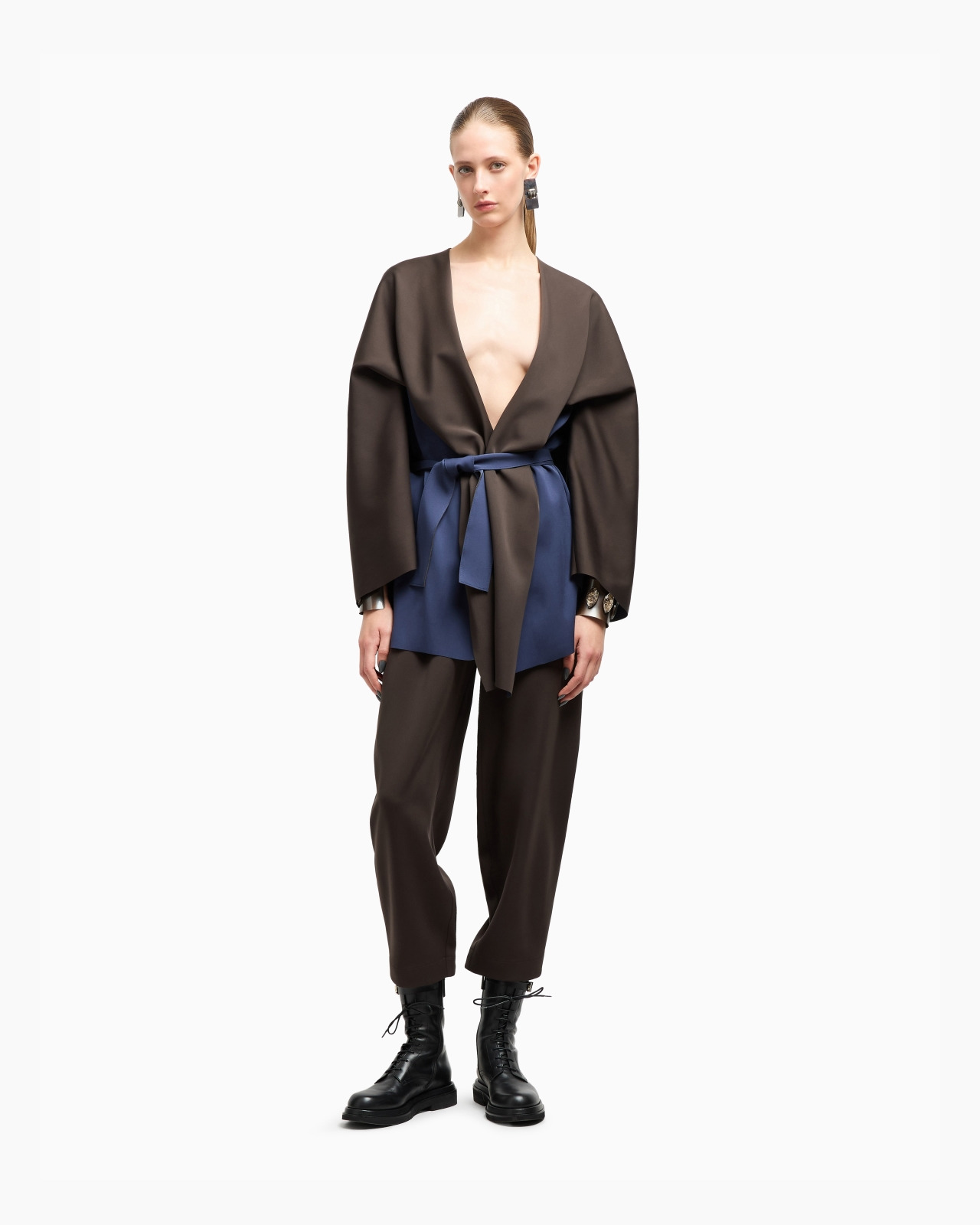 SILK DOUBLE GEORGETTE PEA COAT - 2