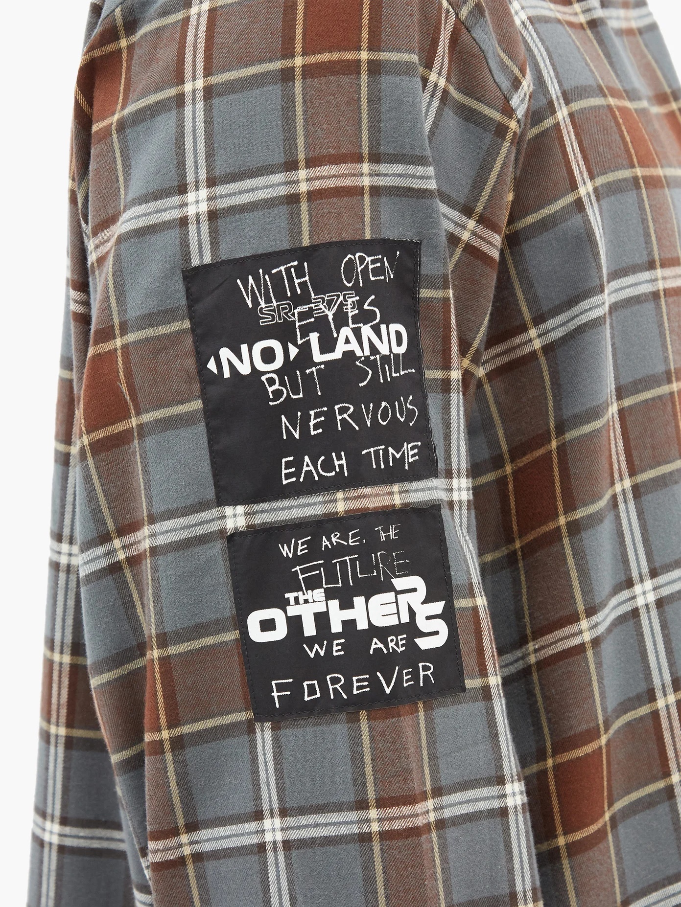 Logo-patch check cotton-flannel shirt - 4