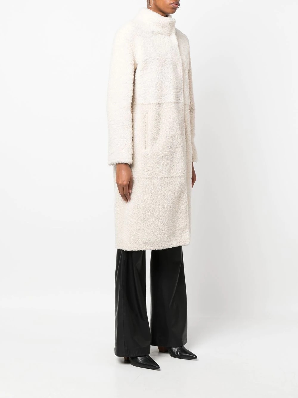 long belted shearling coat - 3