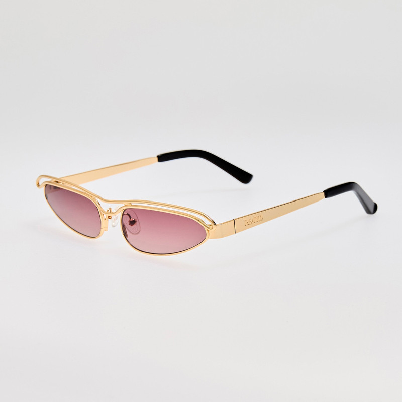 LINDA FARROW Norma Sunglasses in Gold and Purple outlook