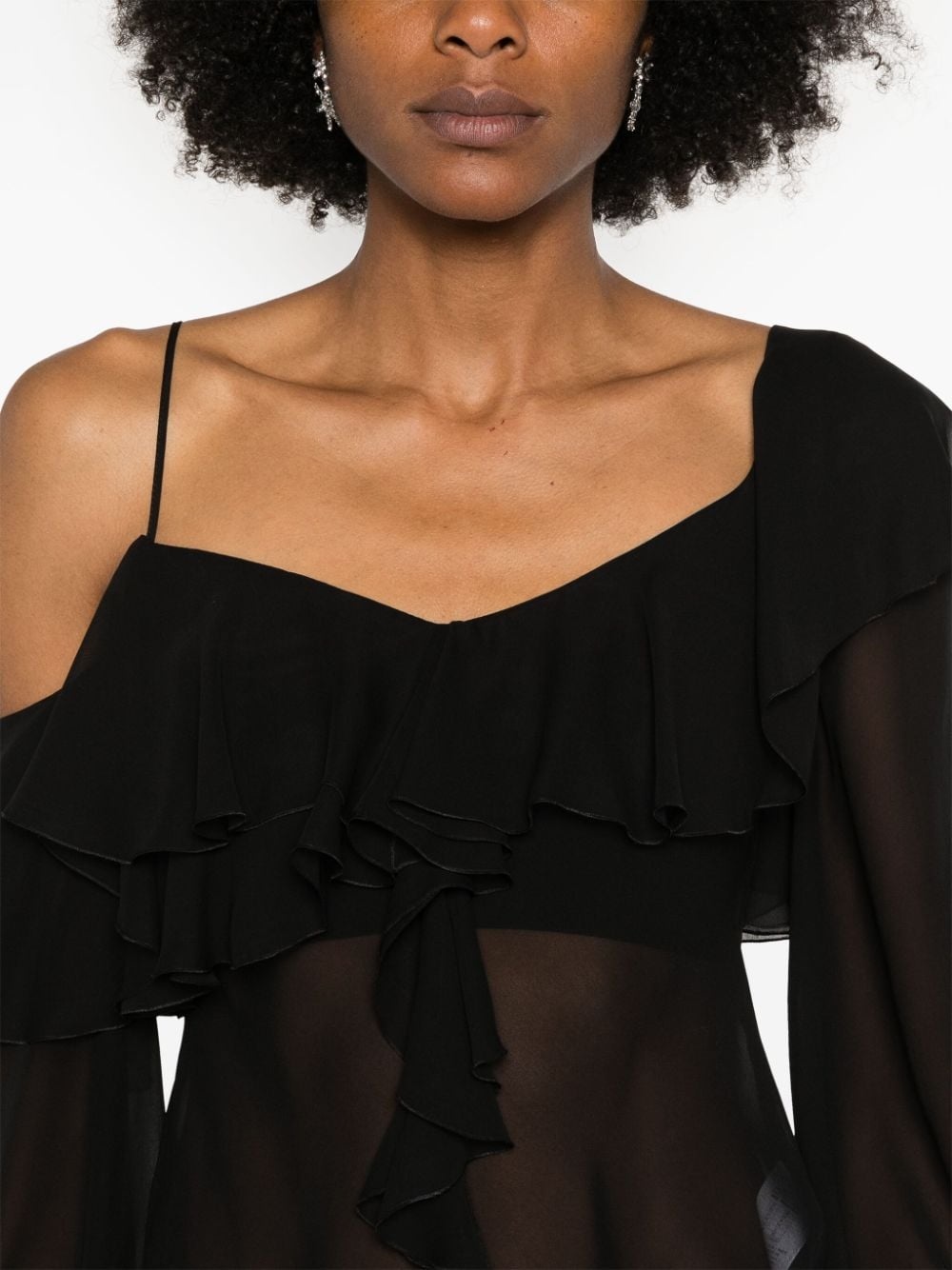 silk sheer ruffled blouse - 5