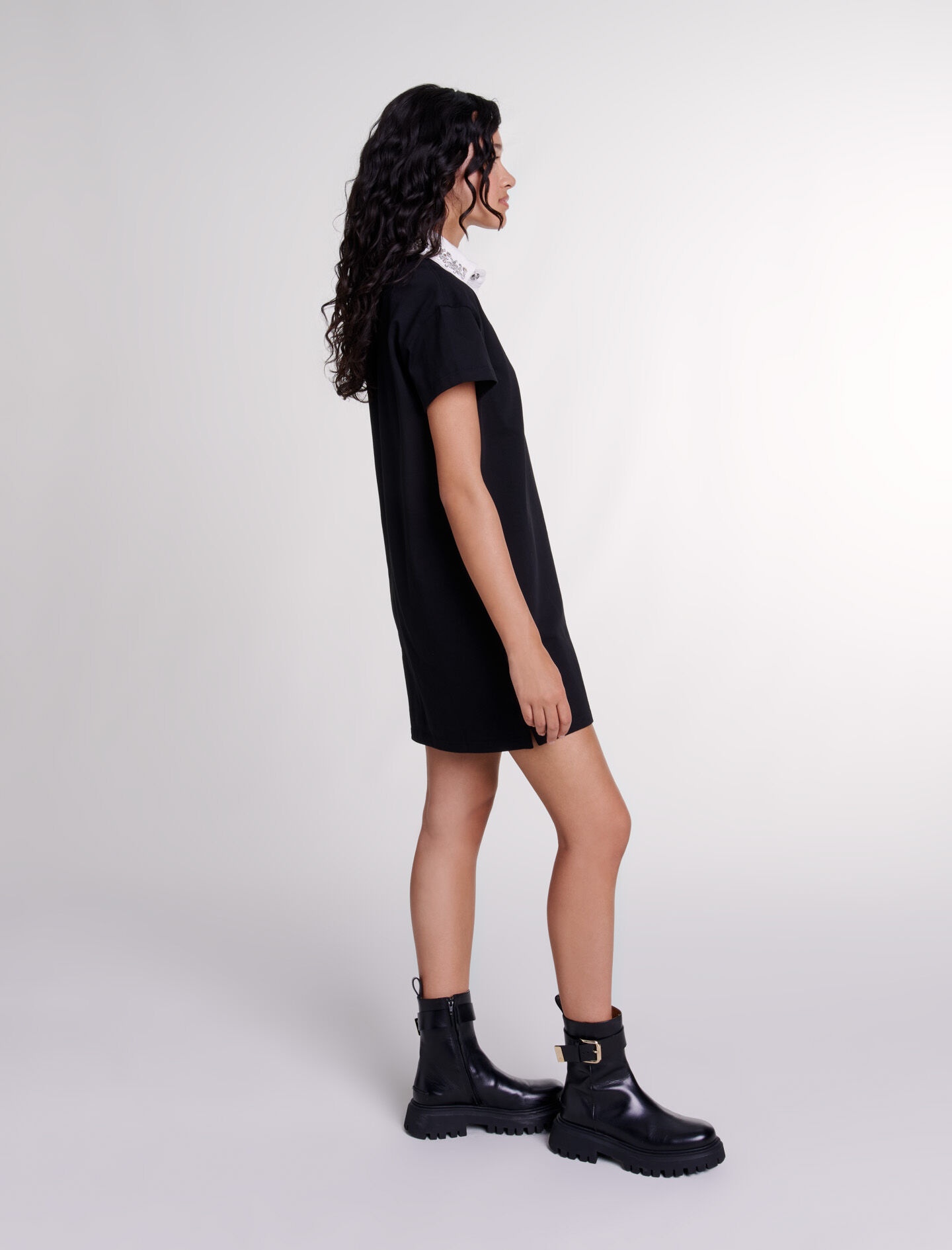 Embroidered rhinestone polo dress - 3