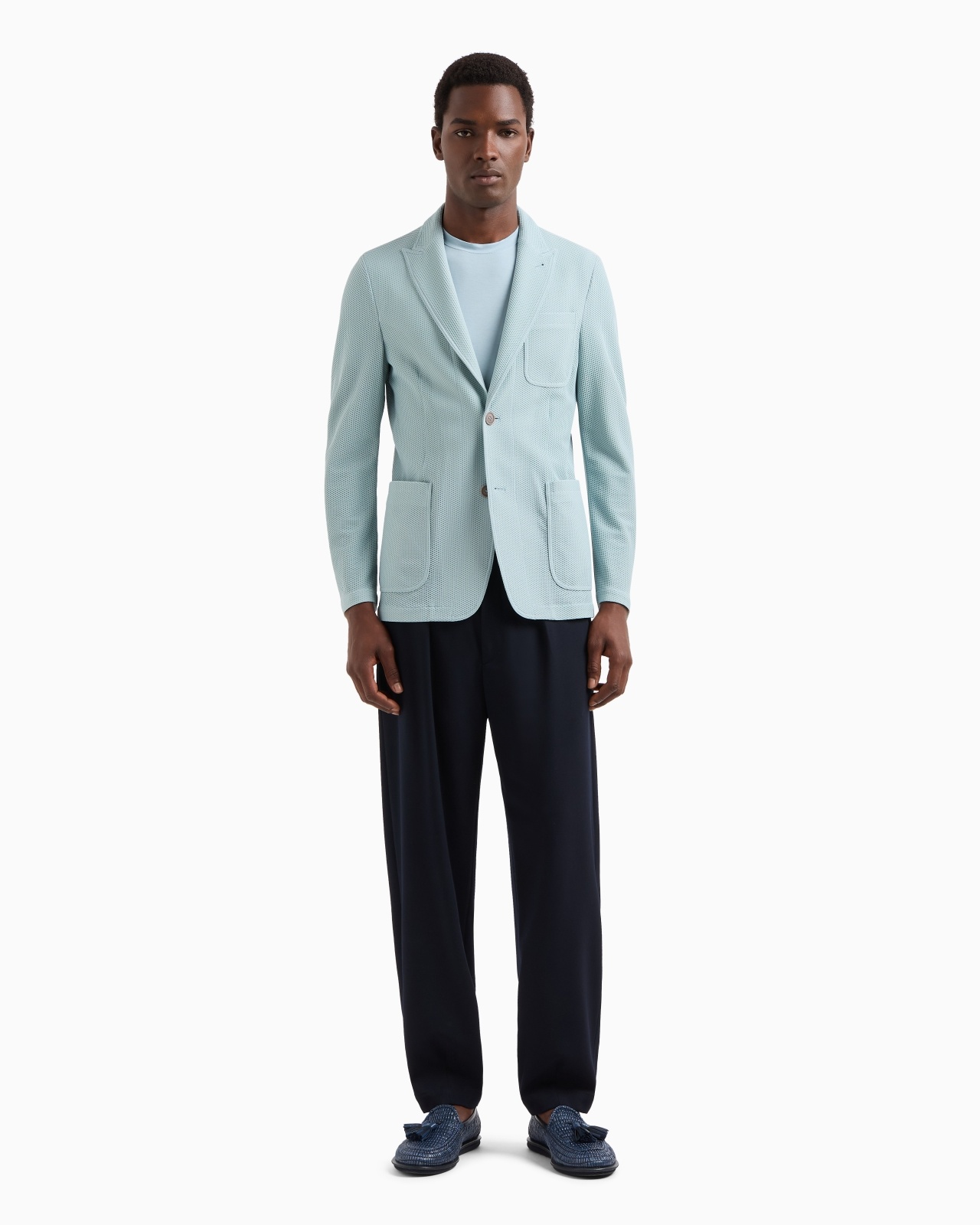 SINGLE-BREASTED JACKET IN TECHNICAL WAFFLE FABRIC - 2
