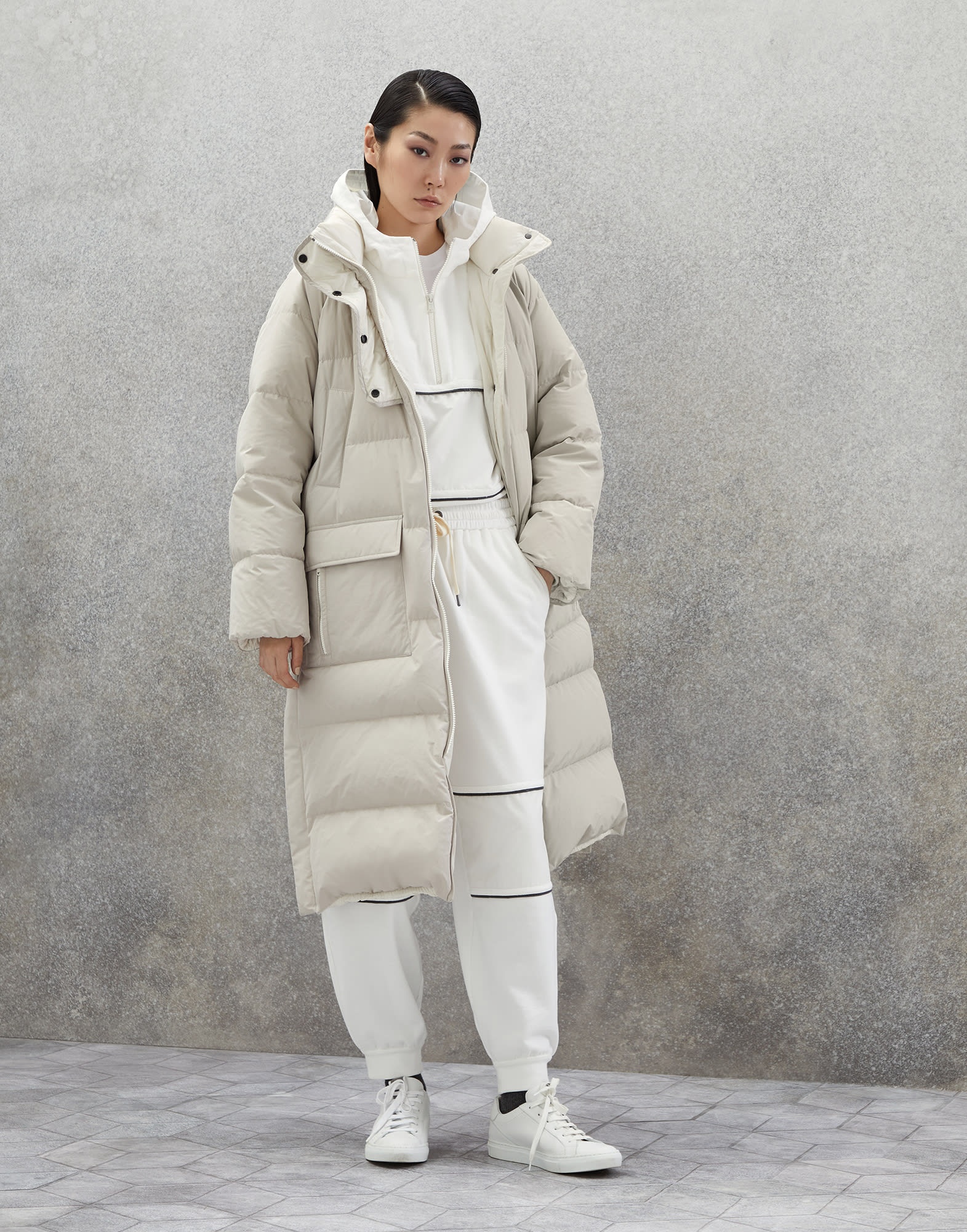 Brunello Cucinelli Water-resistant taffeta down coat with monili