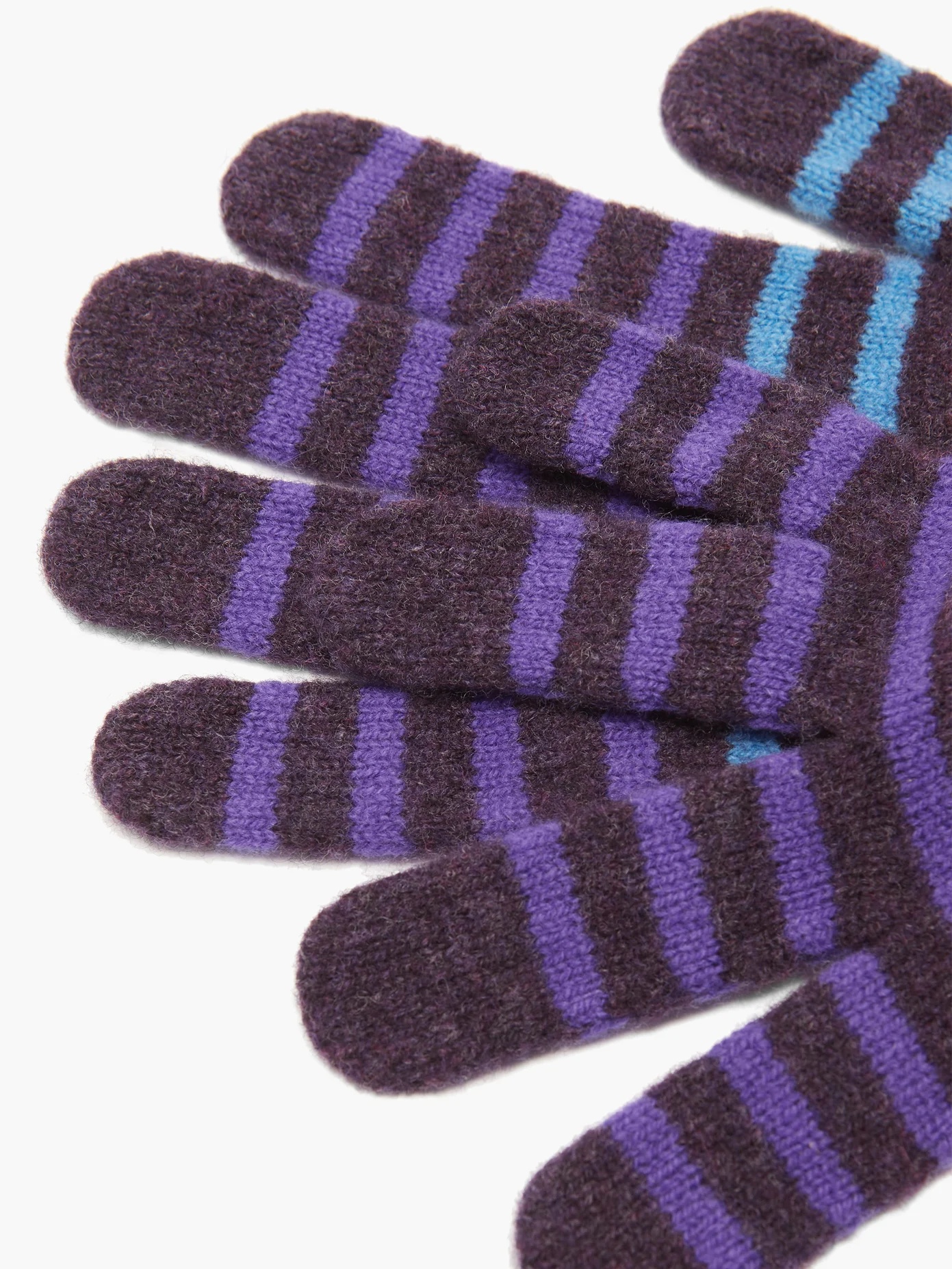 Logo-label striped-wool gloves - 4