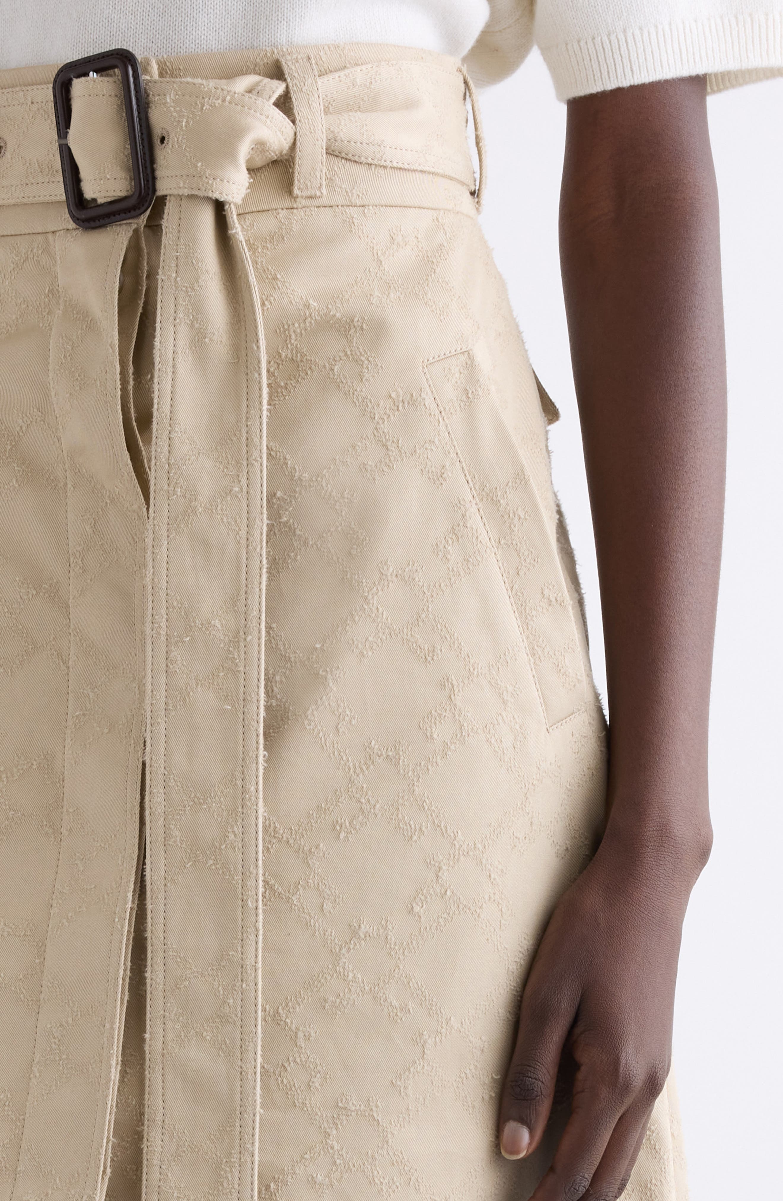 Givenchy Monogram 72 Cotton Twill Trench Skirt in Light Beige at Nordstrom - 5