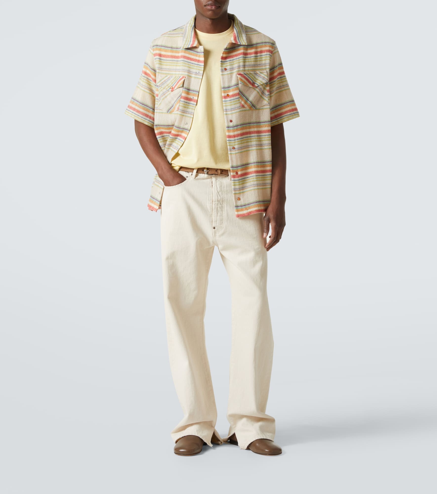 Seaside Gauze striped cashmere shirt - 2