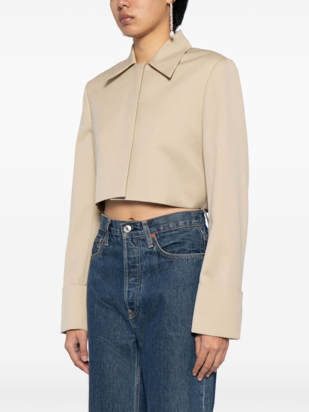 cropped wool shirt jacket - 3