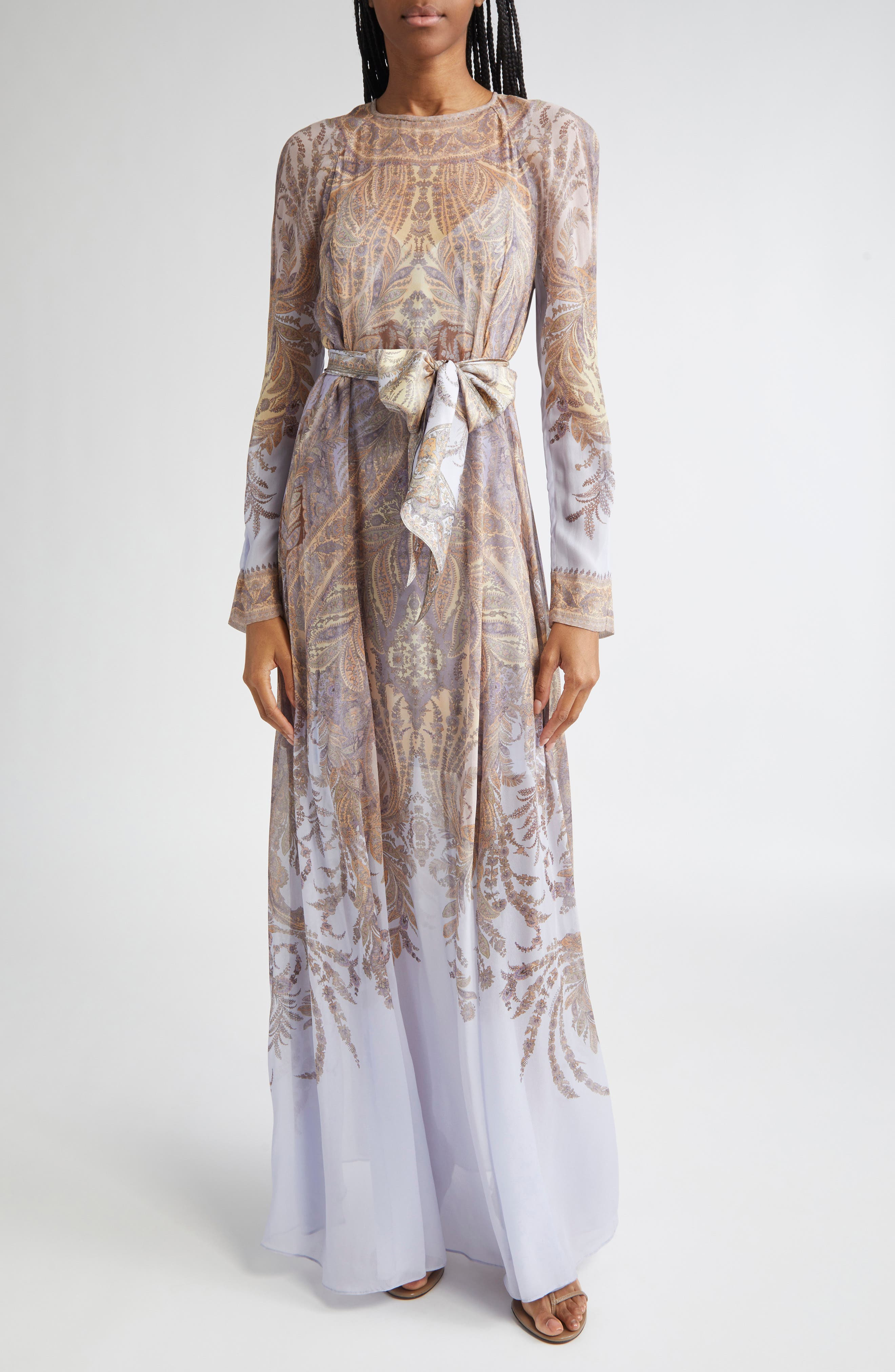 Zimmermann Hypnotic Paisley Long Sleeve Belted Maxi Dress in Lilac Paisley at Nordstrom - 1