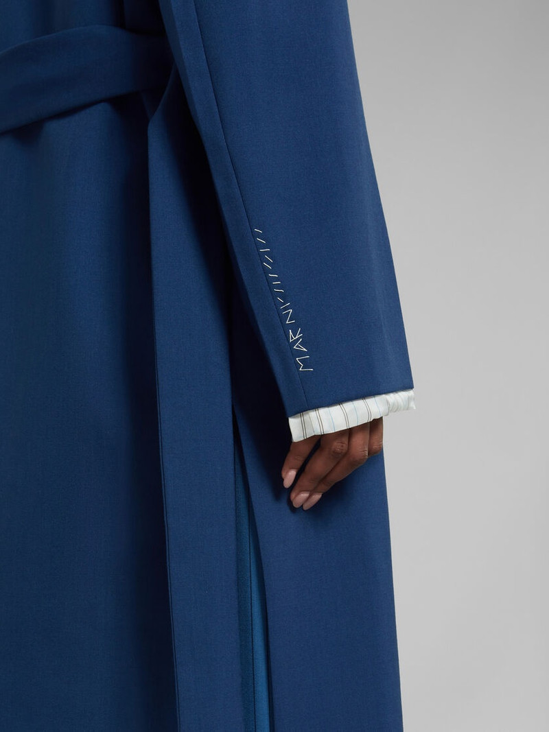 BLUE TROPICAL WOOL TRENCH COAT 5