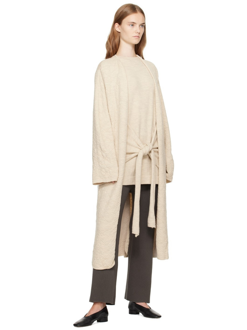 LAUREN MANOOGIAN Beige Diamond Quilt Long Cardigan outlook