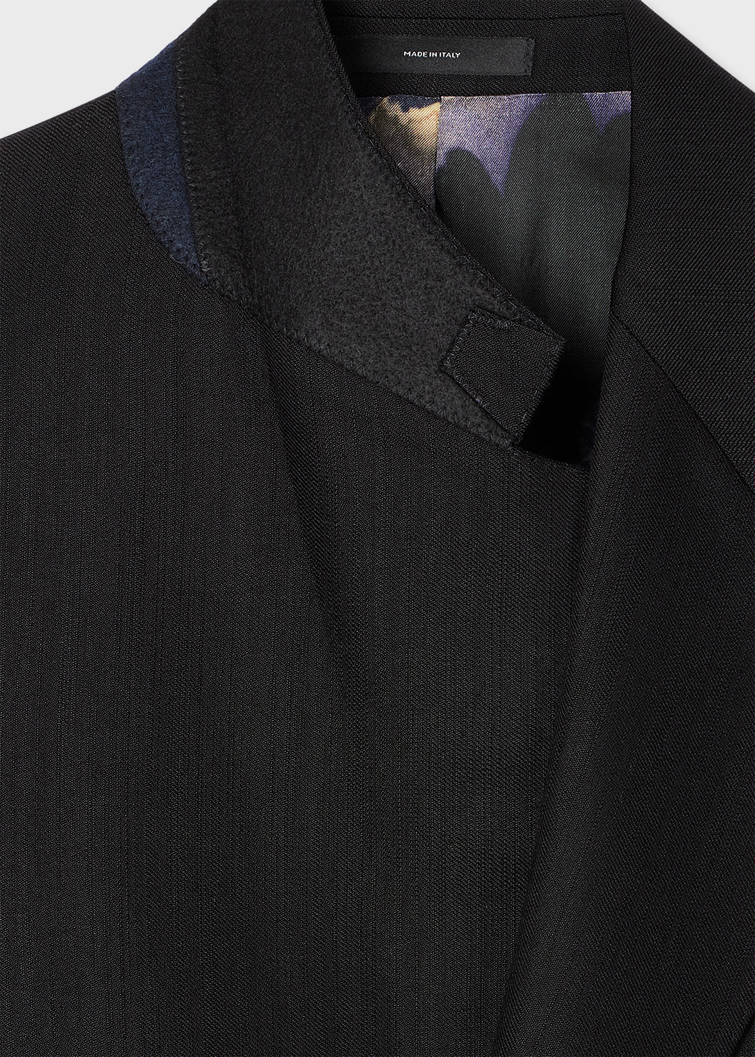Black Textured Wool-Lyocell Blazer - 2