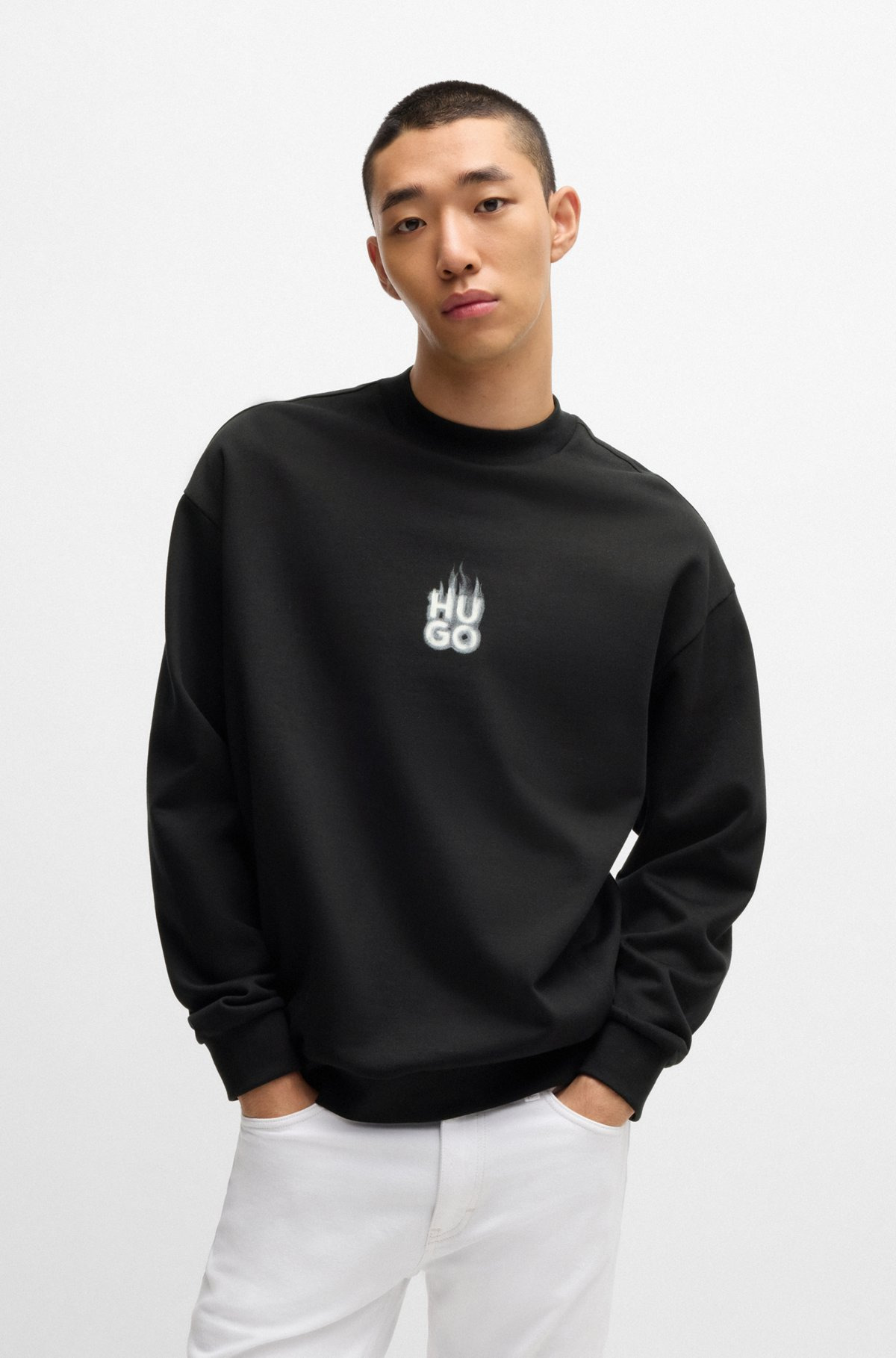 COTTON-TERRY SWEATSHIRT WITH STACKED SMOKE LOGO PRINTS - 2