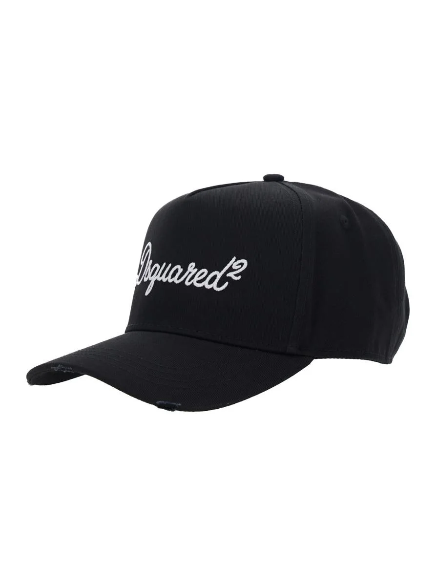 DSQUARED2 Black Baseball Cap With Logo Lettering On The Front In Cotton Man - 1