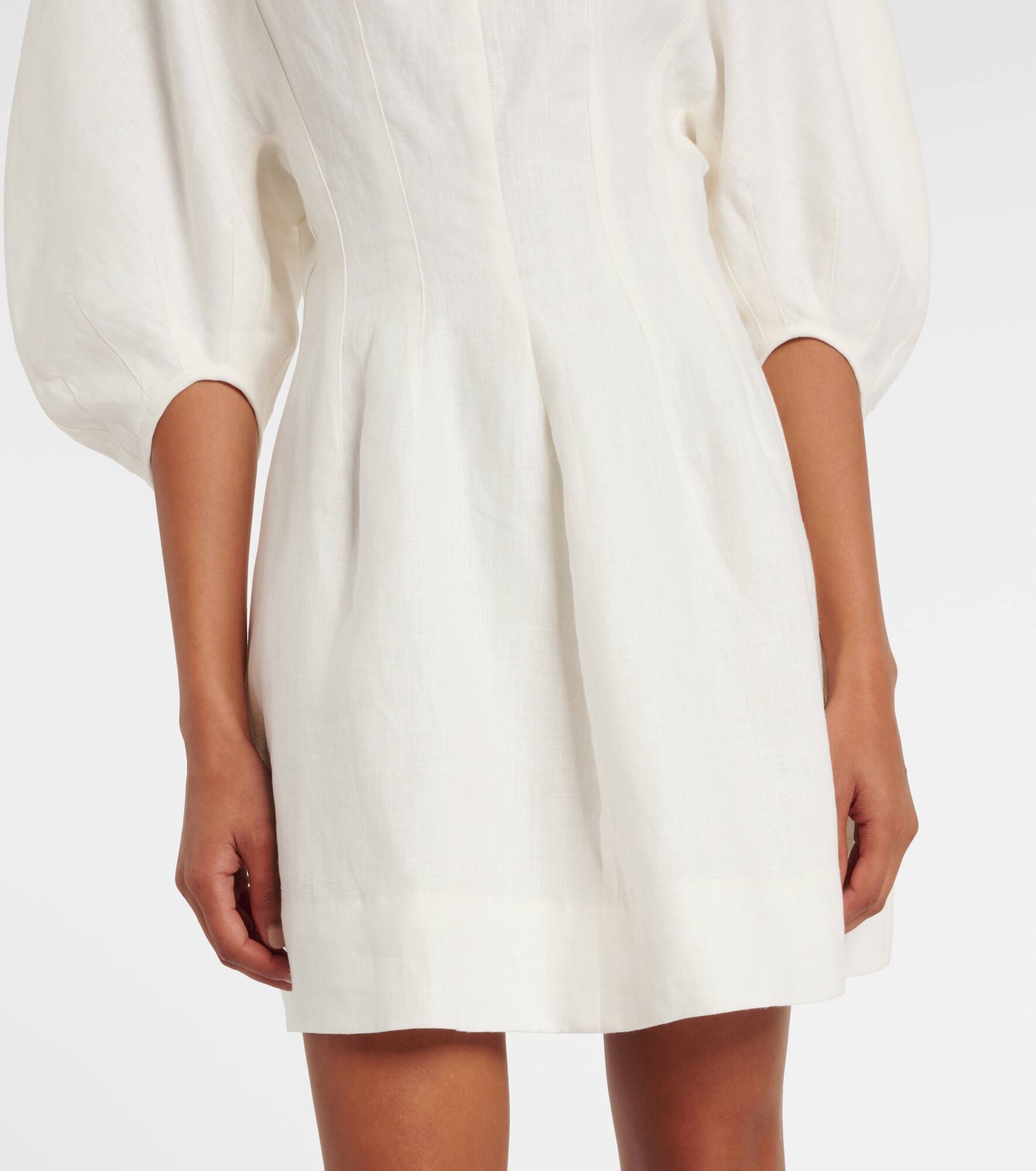 Puff-sleeve linen minidress - 5