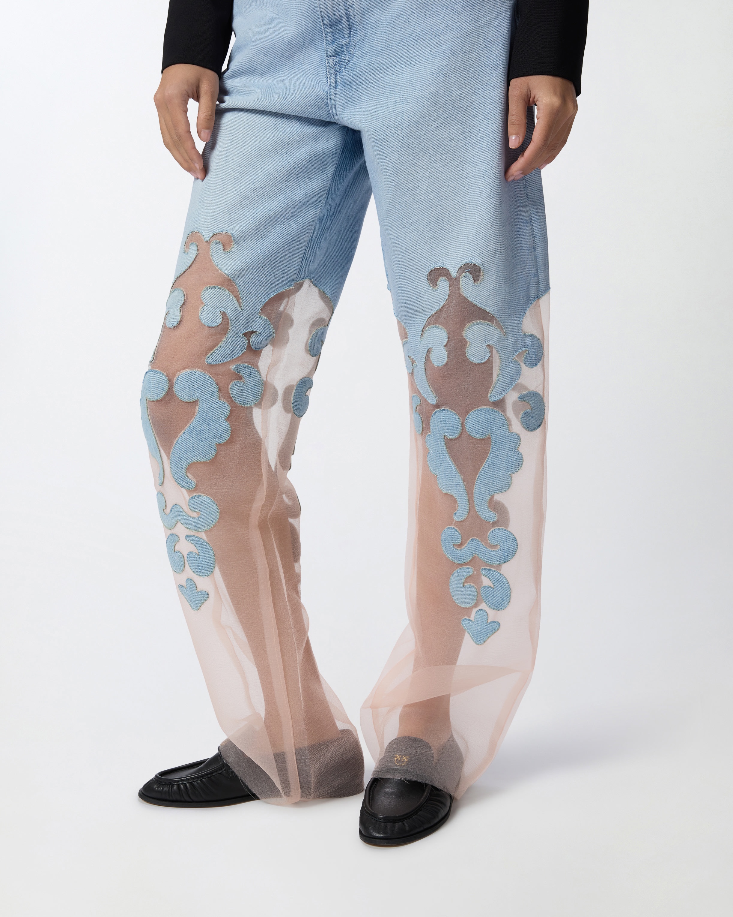 LOOSE JEANS WITH TRANSPARENT ORGANZA - 5