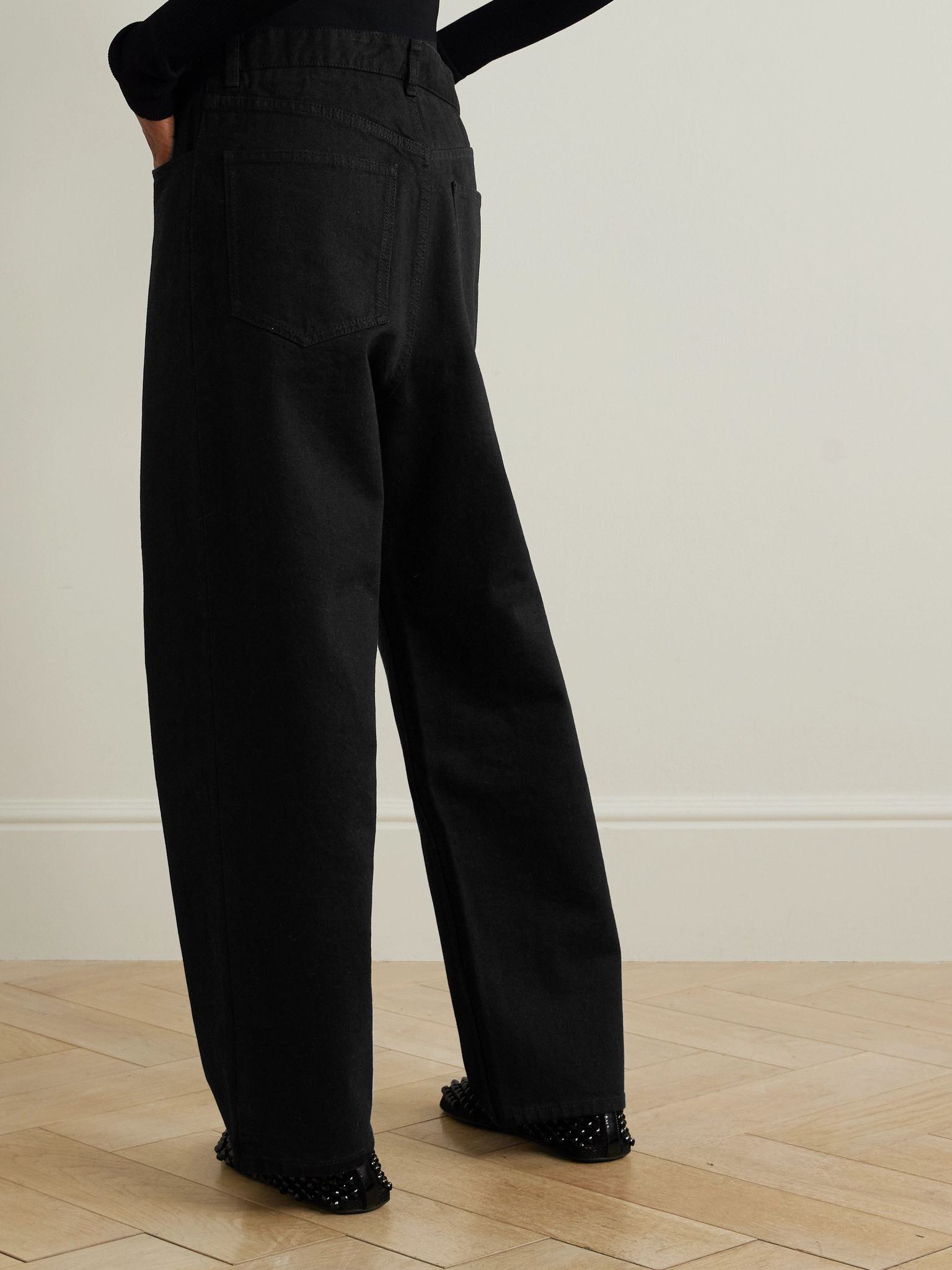 Stretch knit-trimmed jeans Black - 4