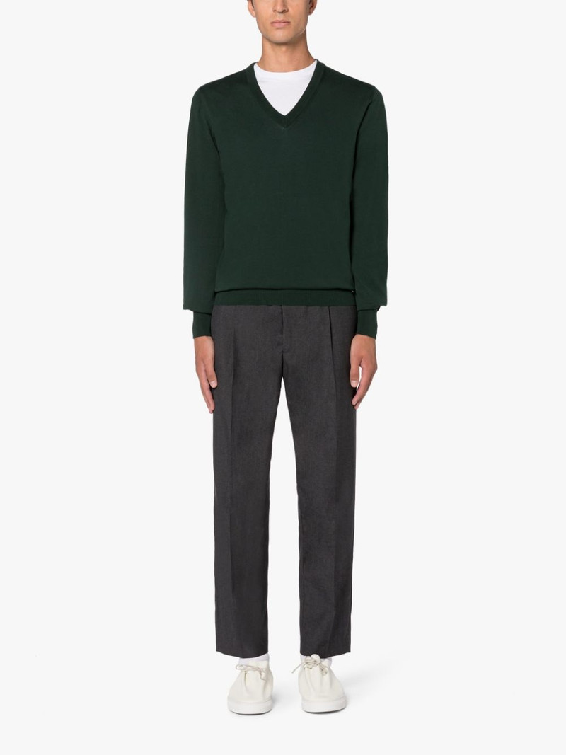 Mackintosh DEEP V NECK BOTTLE GREEN COTTON SWEATER outlook