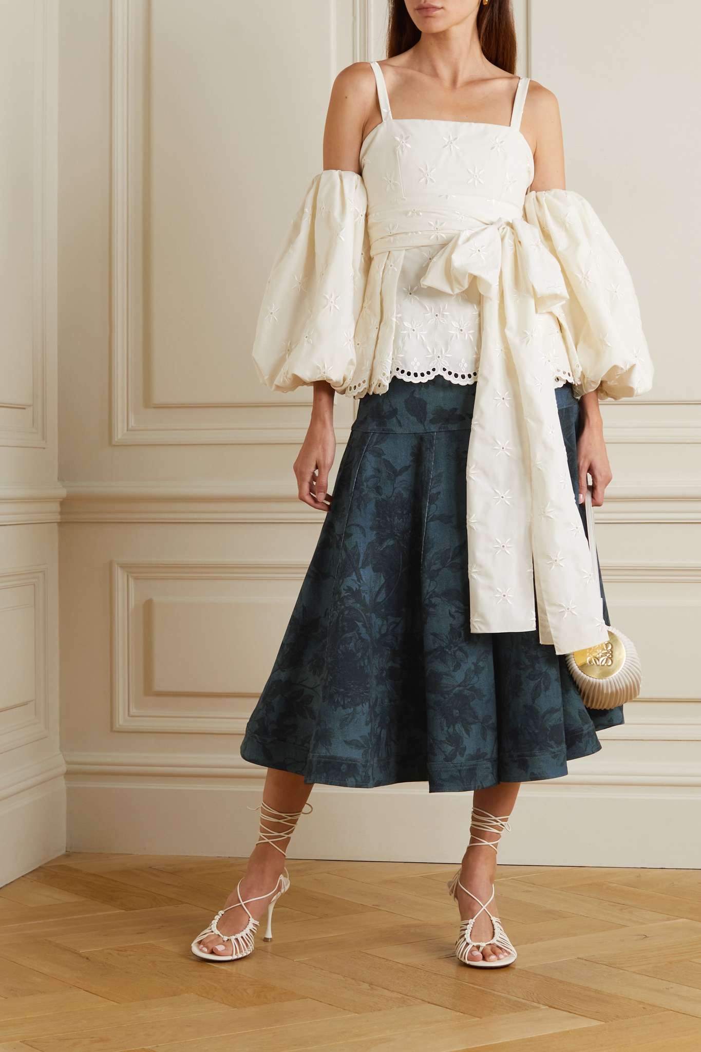 Erdem - Lacey floral denim midi skirt Erdem