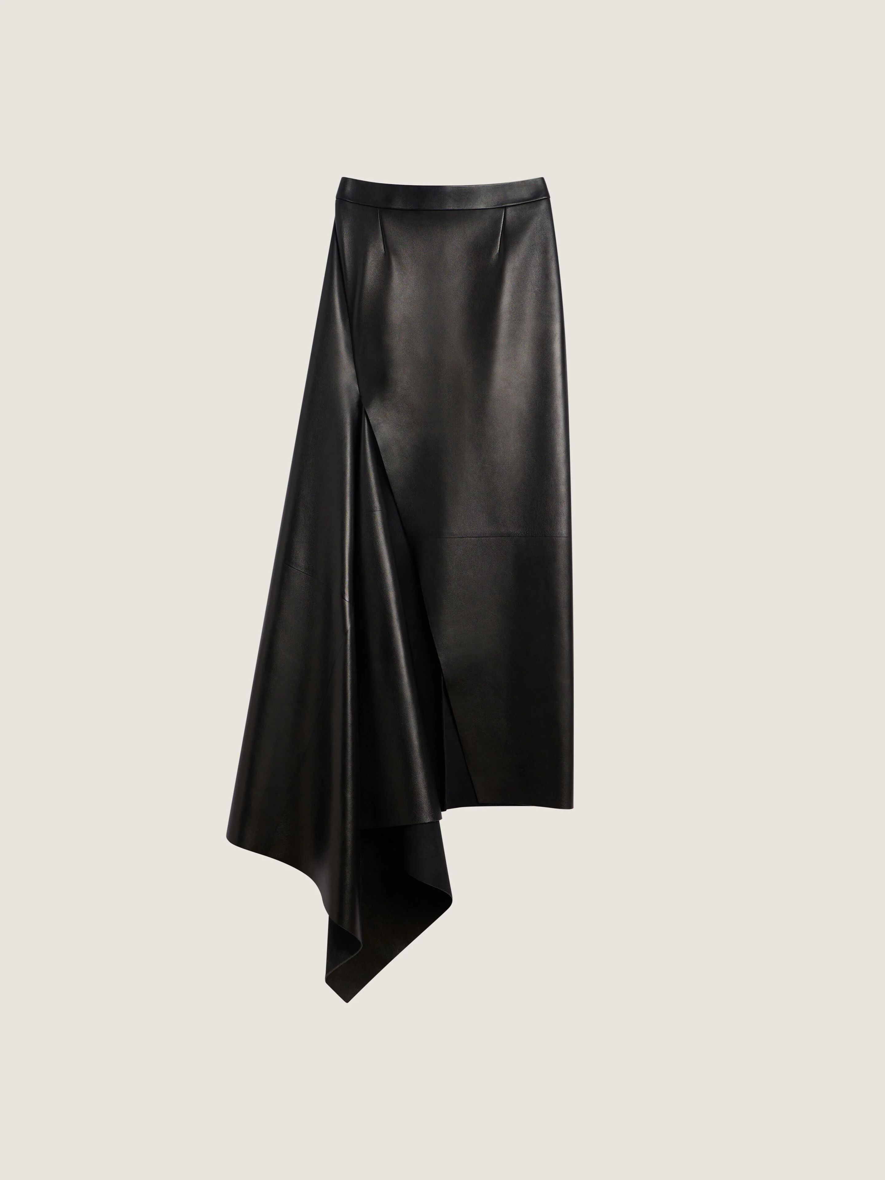 SLASHED LONG SKIRT IN LEATHER - 1