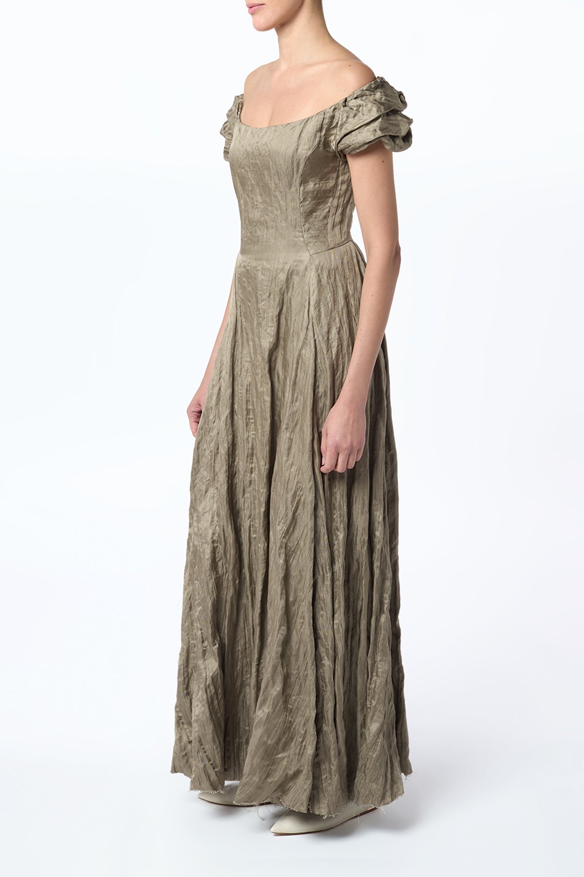 Juniper Maxi Dress in Gunmetal Metallic Silk - 4
