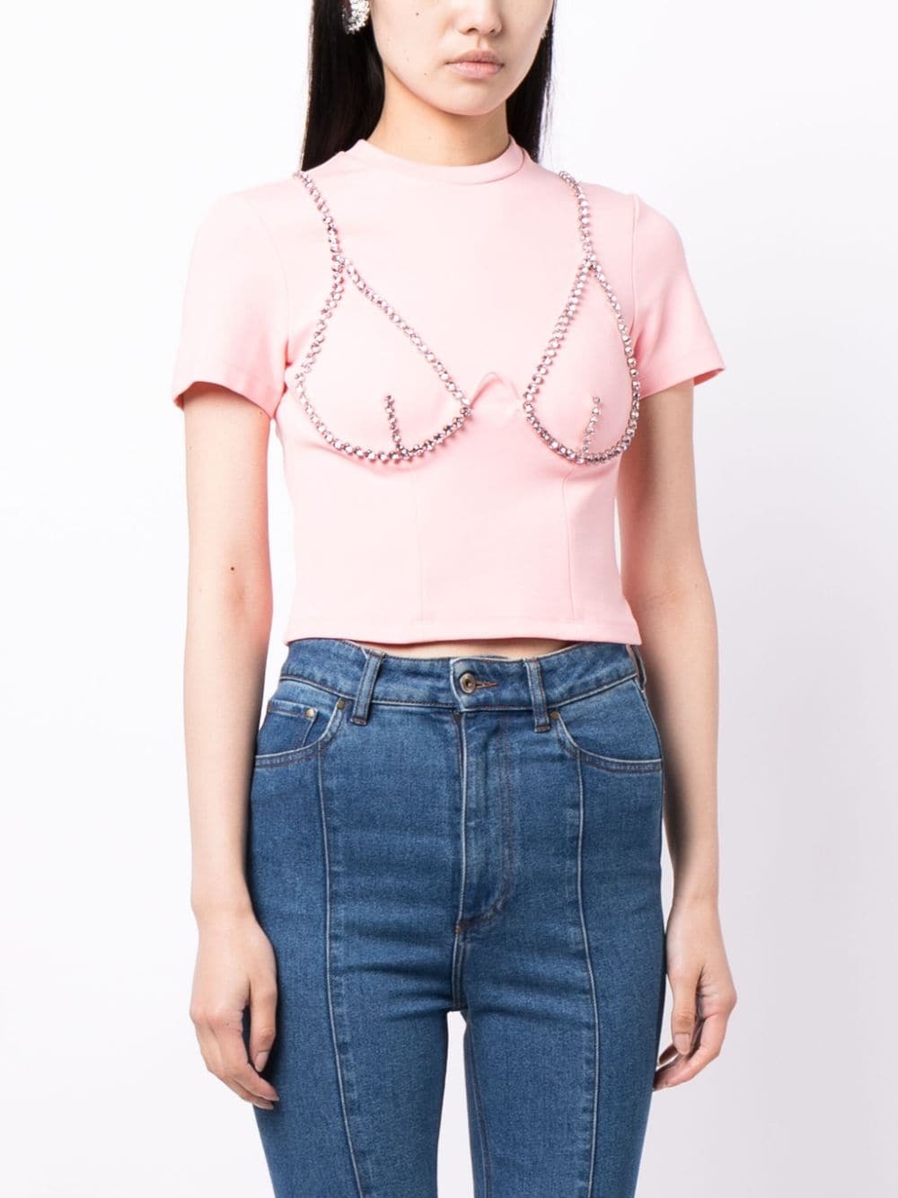 crystal-embellished cup-chain T-shirt - 3