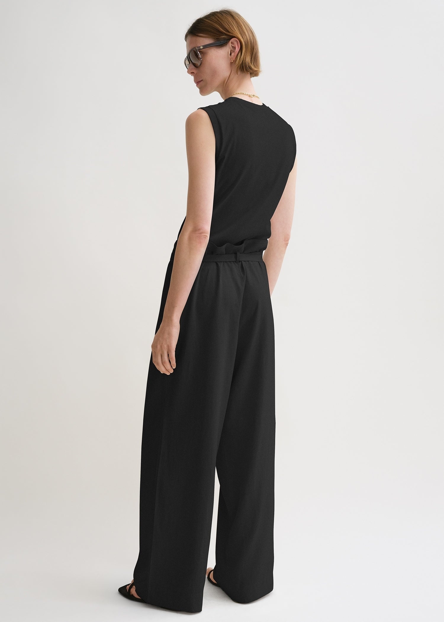 Fluid tie-waist trousers black - 4