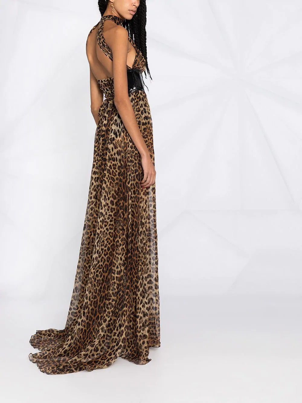 leopard print halter dress - 4