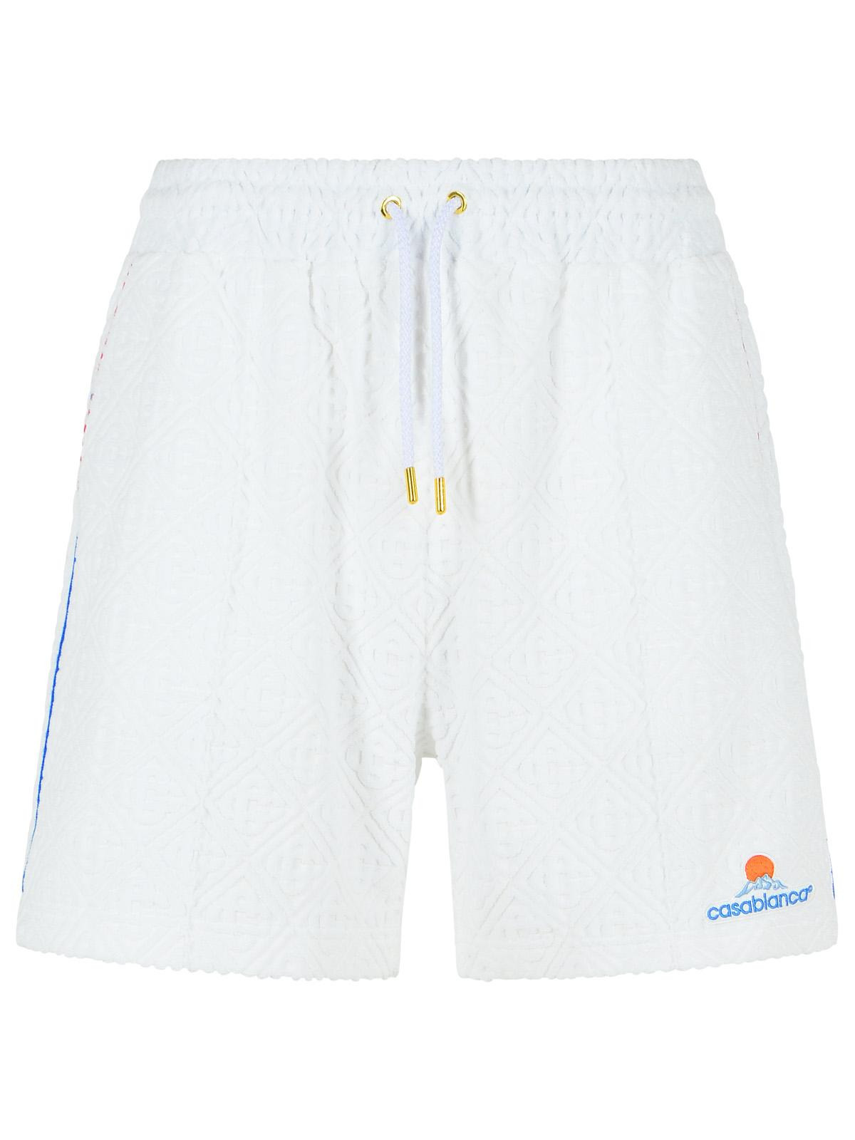 Casablanca Jacquard Cotton Blend Terry Shorts With White Monogram Men - 1