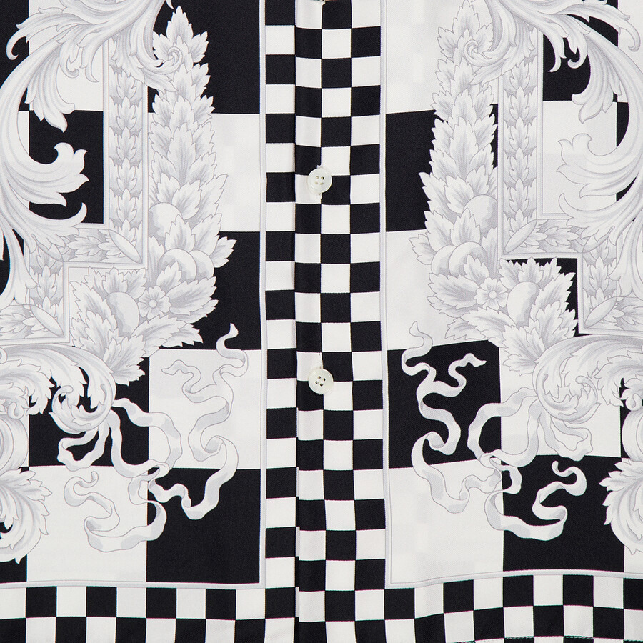 Versace Medusa Checkerboard Print Silk Shirt - 2