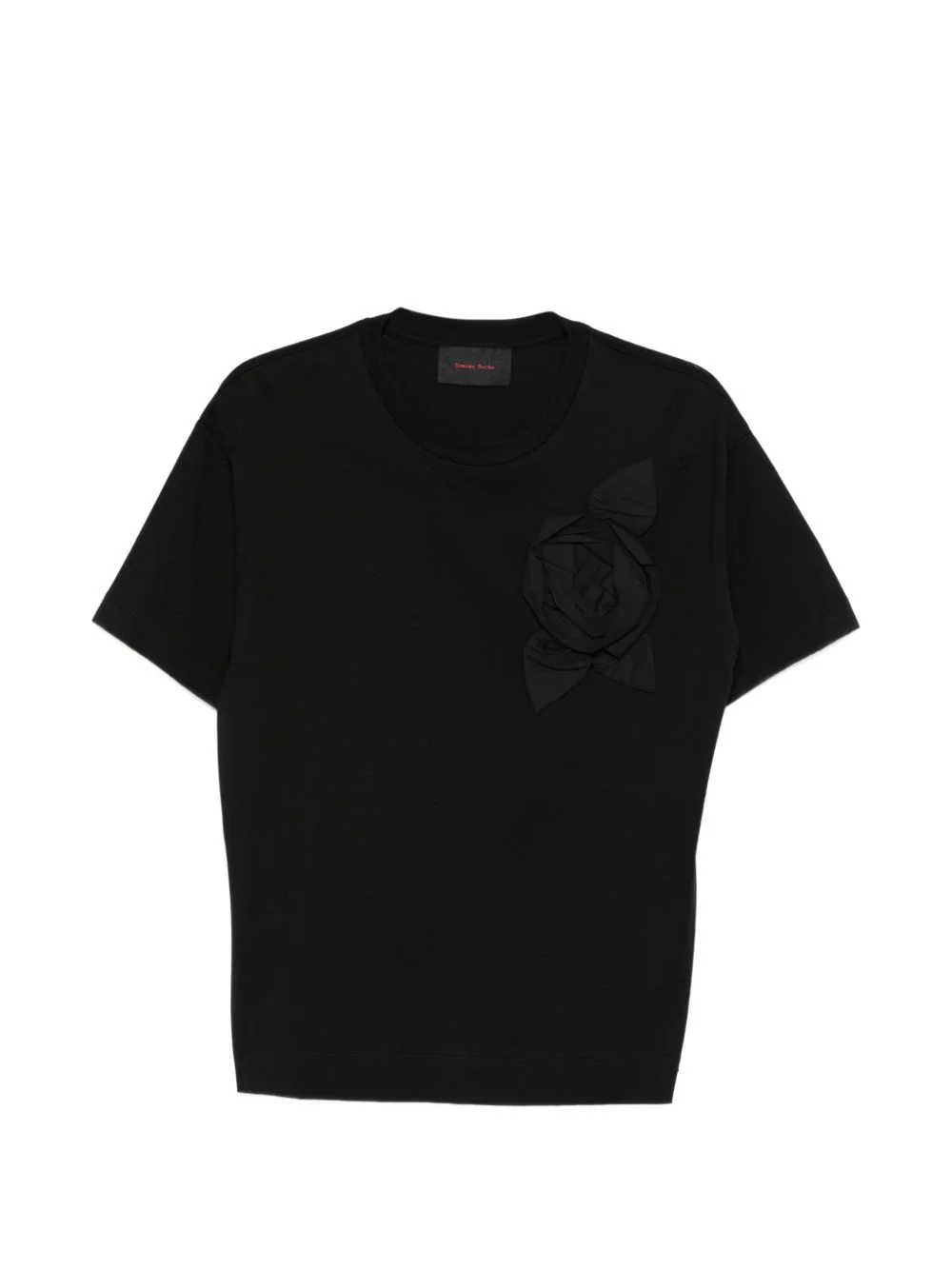 flower-appliqué T-shirt - 1