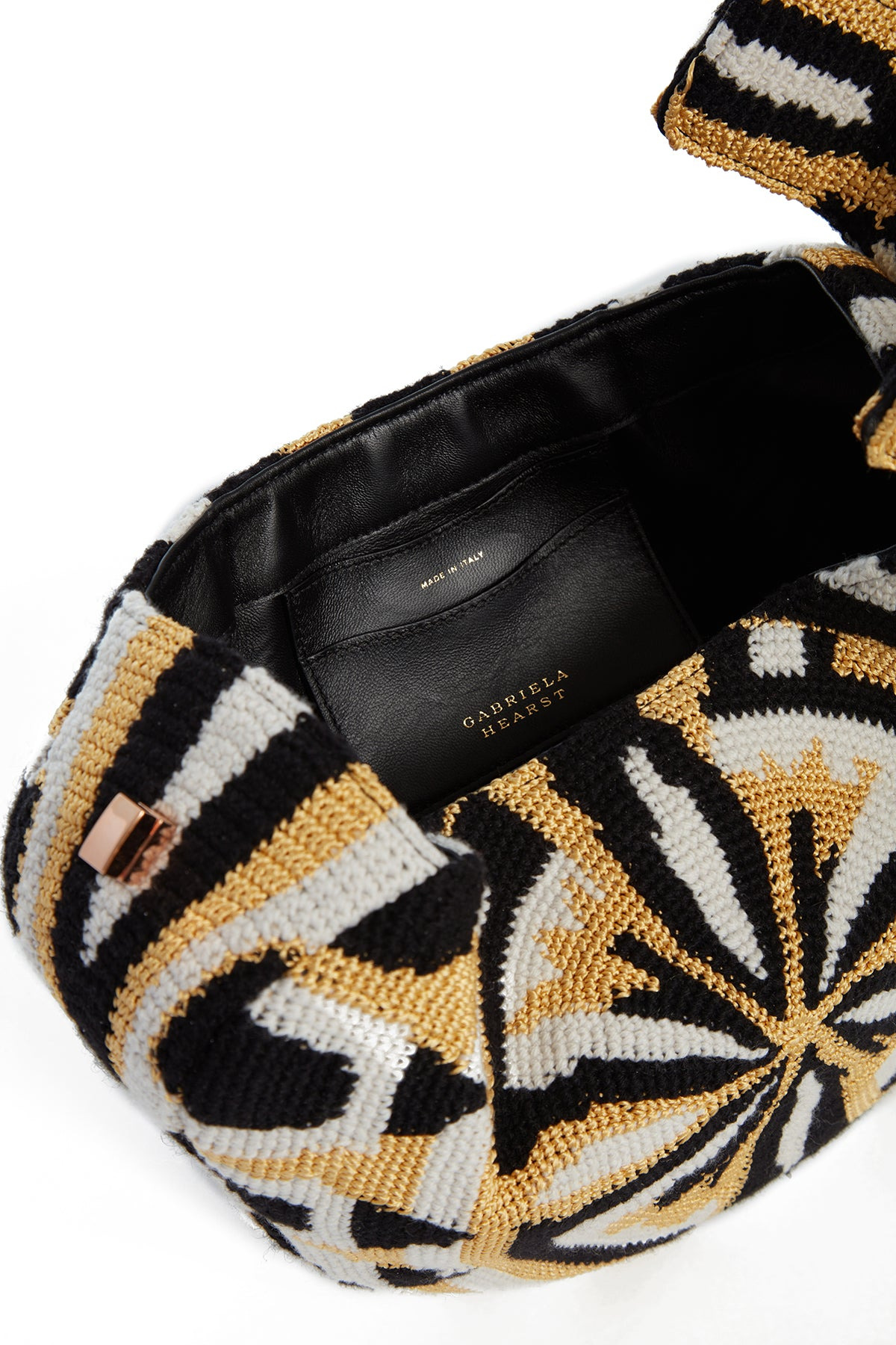 Nina Bag in Gold, Black & Ivory Crochet - 4