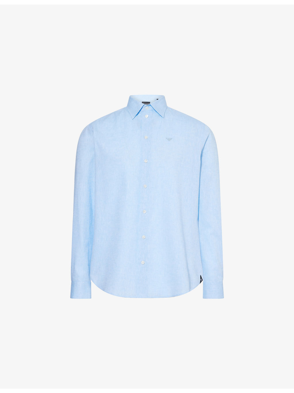 Brand-Embroidery Curved-Hem Linen And Cotton Shirt - 1