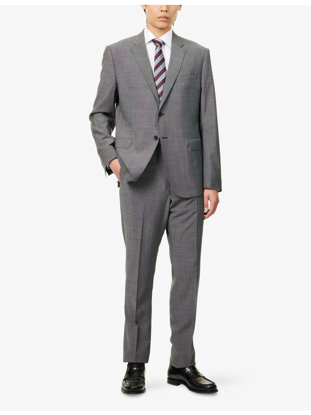 M Line Sharkskin Single-Breasted Wool Suit - 4