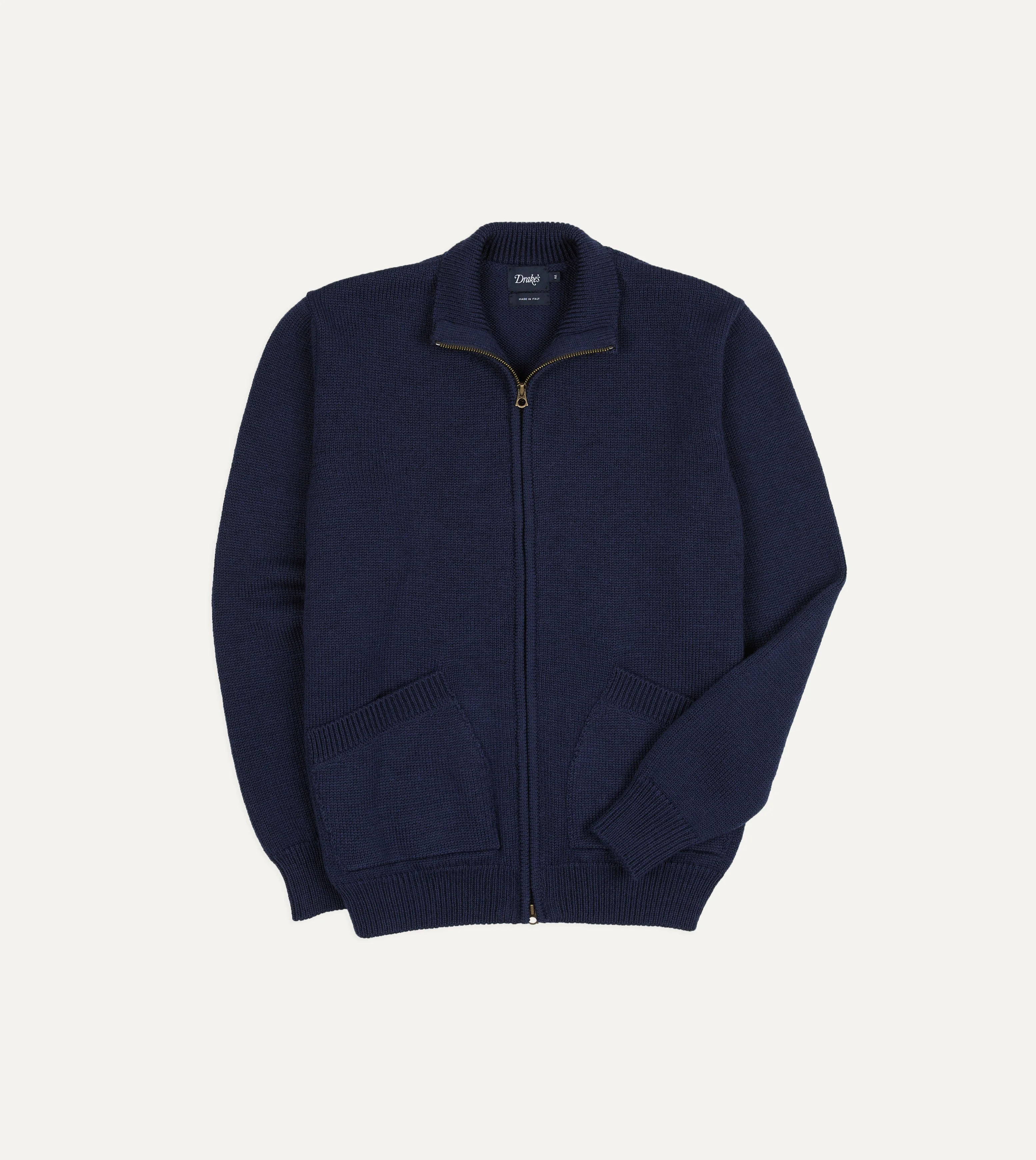 Navy Wool Zip-Through Cardigan - 1