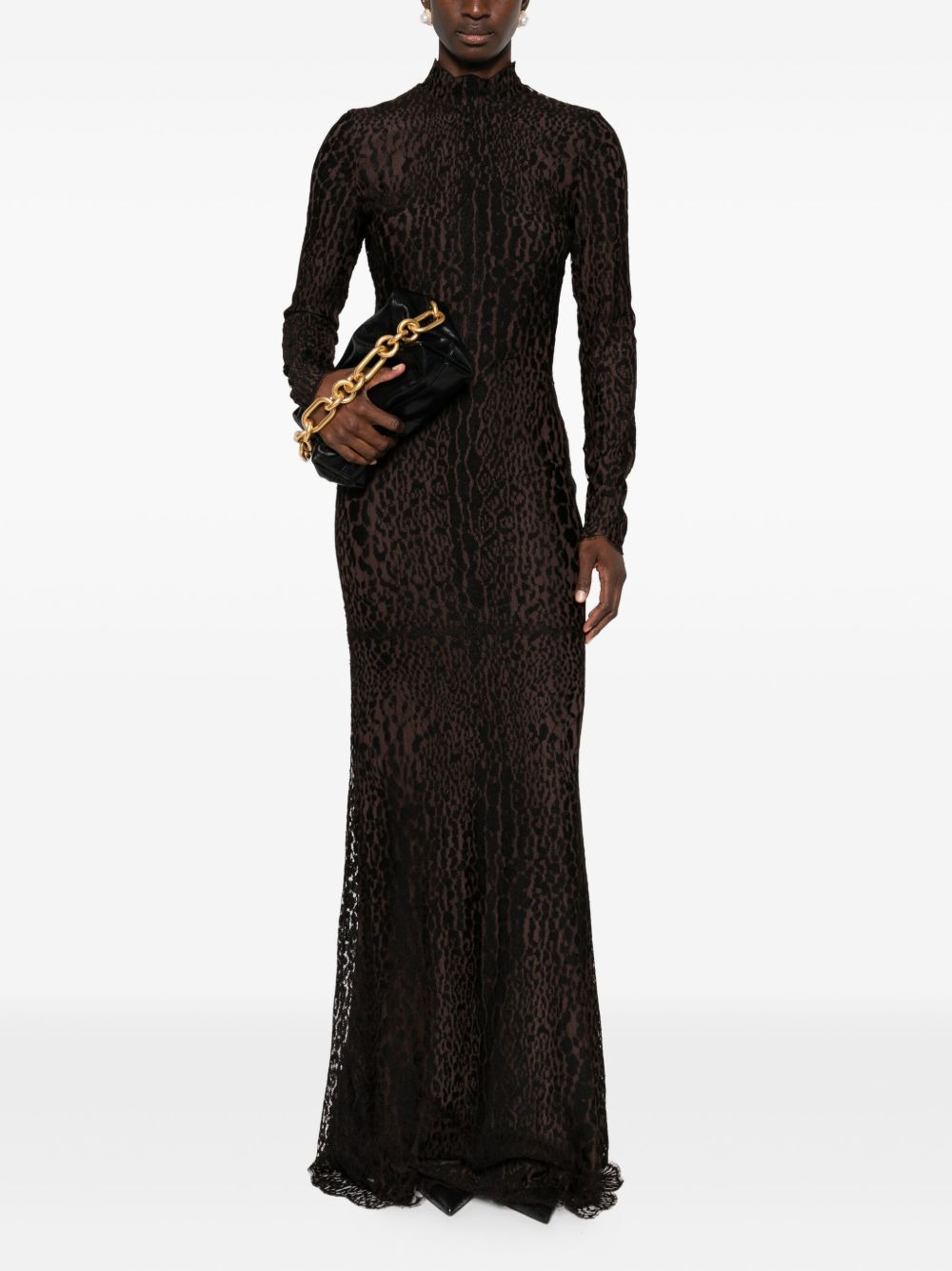 leopard-print high-neck maxi dress - 2