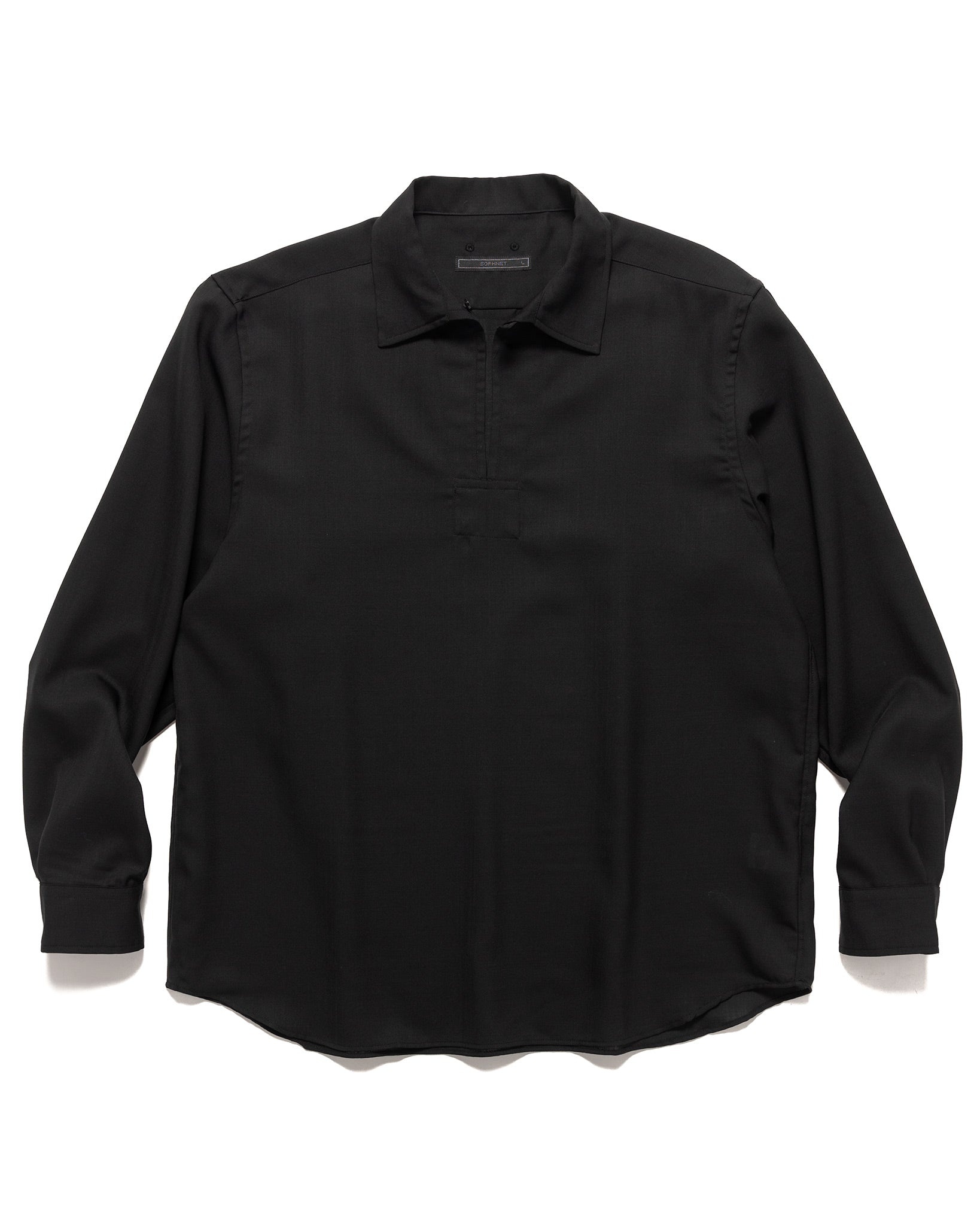 Wool Twill Pullover Shirt Black - 1